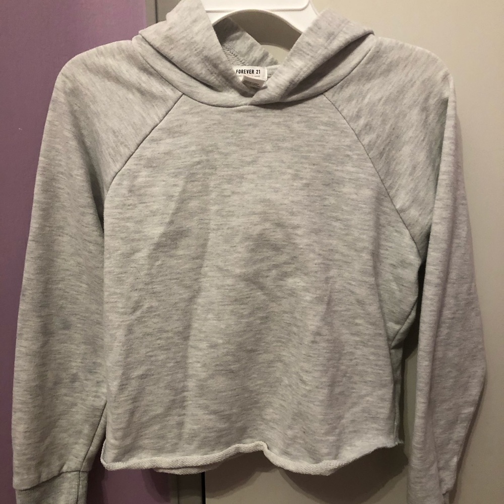 Grey Cropped Hoodie - Forever 21
